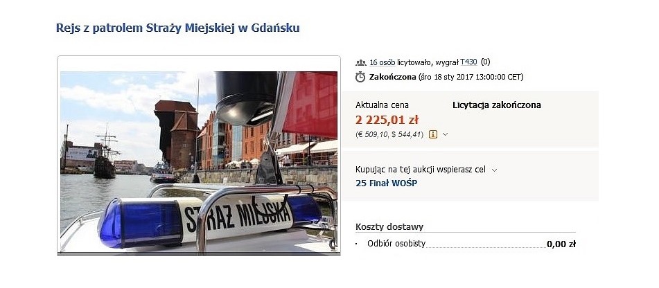 Imponujący wynik aukcji na rzecz WOŚP