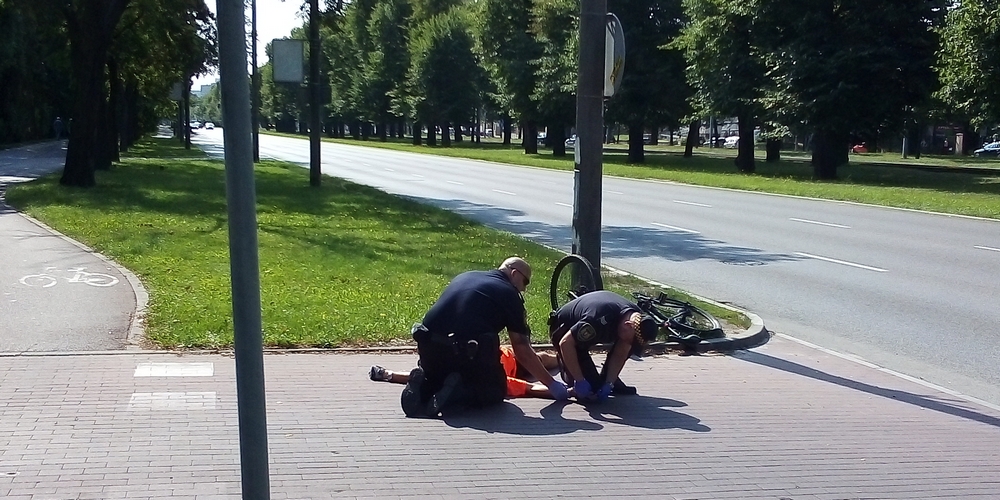 Kolizja z rowerzystą na Grunwaldzkiej